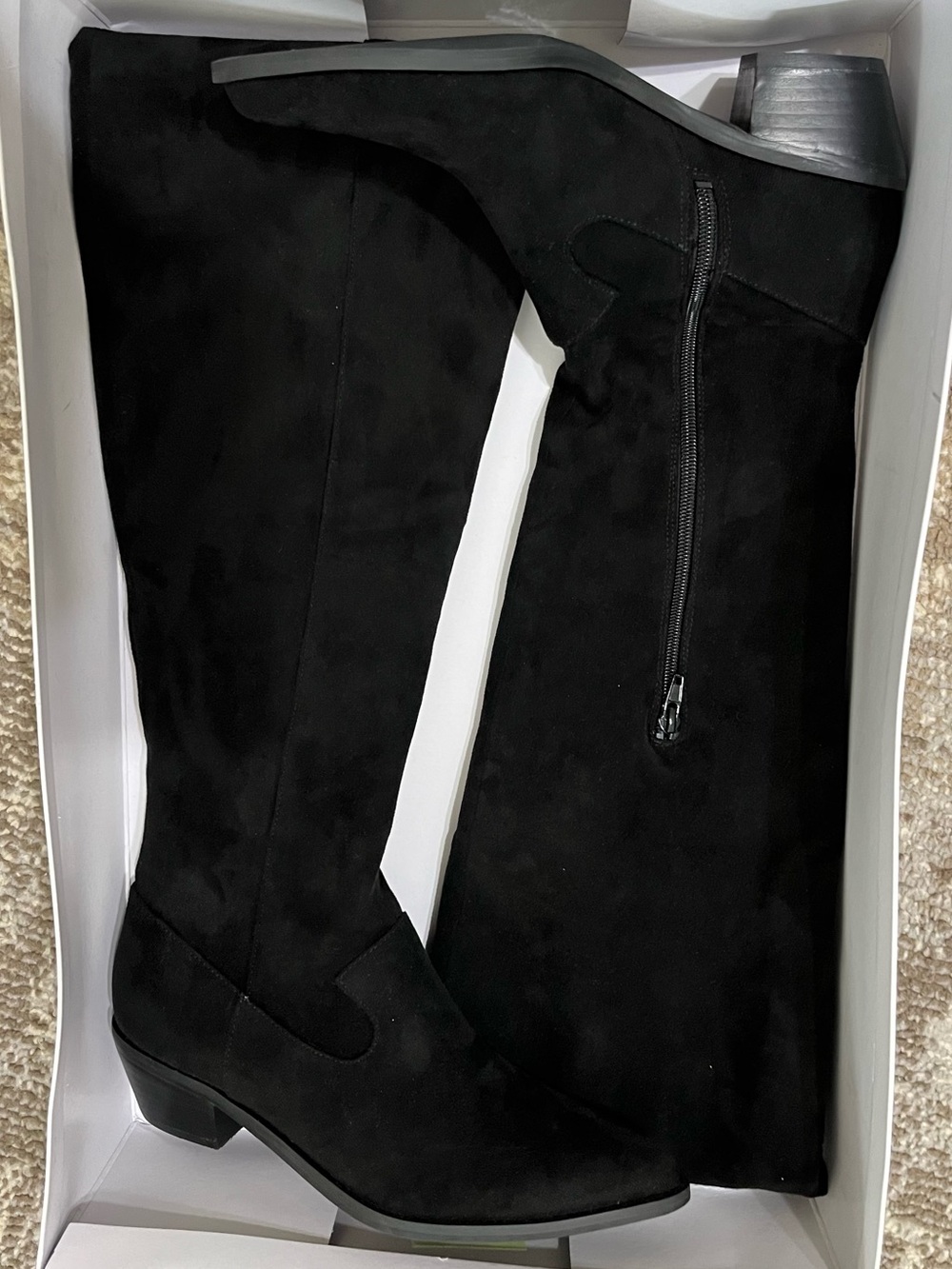 Rebecca Minkoff Black Over-the-Knee Faux Suede Boots with Inner Zip